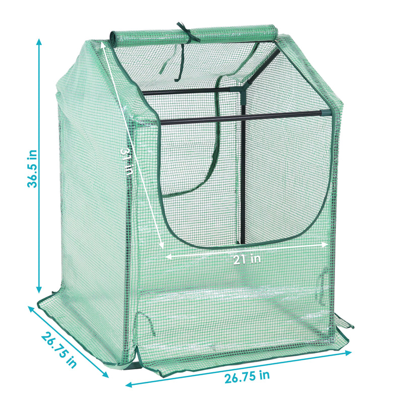 Sunnydaze Mini Greenhouse with 2 Side Doors - Green