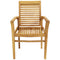 Front facing view of the traditional teak dining chair with armrests.