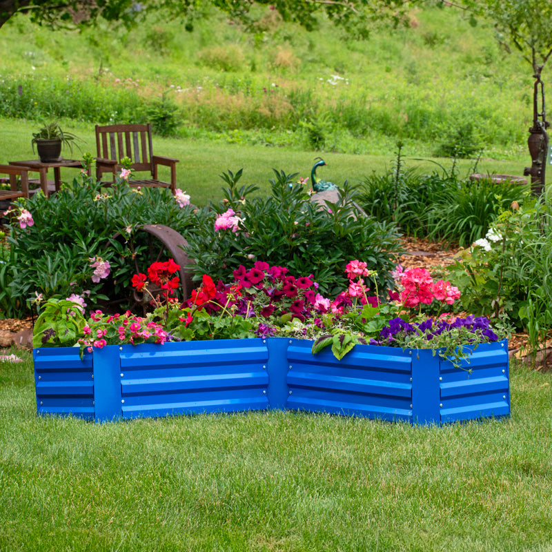 Sunnydaze Galvanized Steel L-Shaped Raised Garden Bed