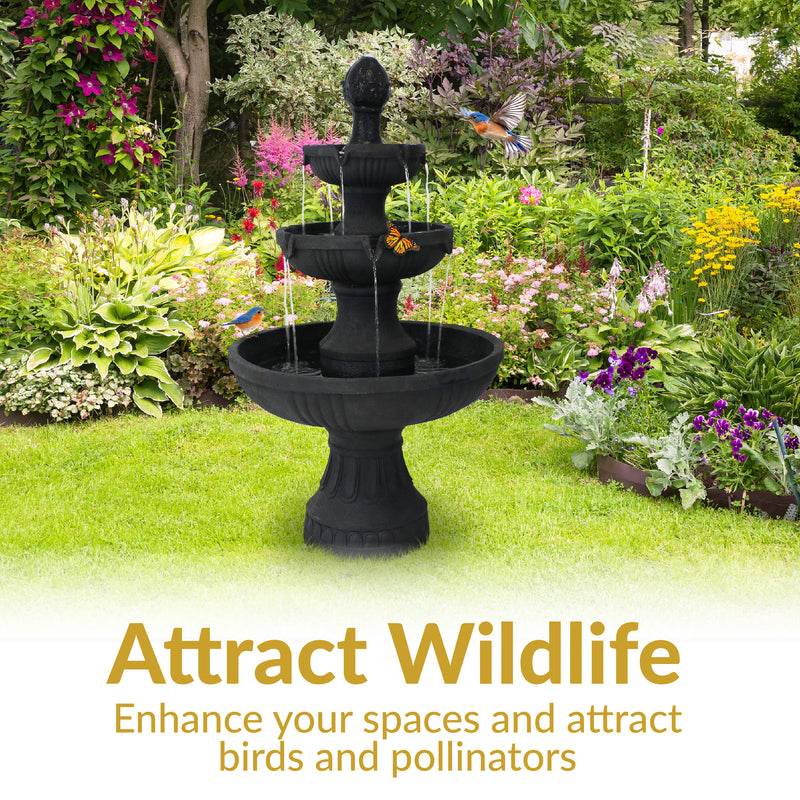 Sunnydaze Flower Blossom Outdoor Electric 3-Tier Water Fountain - 43" H