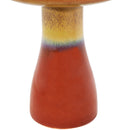 Orange base of the ceramic, two-toned lemon cognac bird bath.