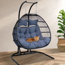 Sunnydaze Liza Loveseat Egg Chair with Cushions - Gray