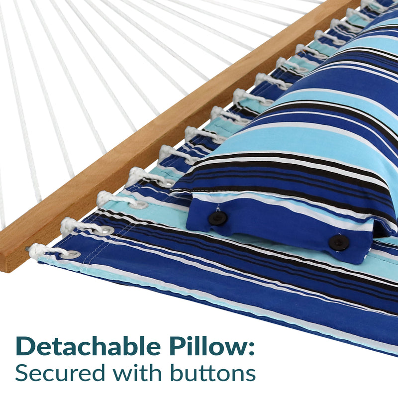 Sunnydaze 2-Person Quilted Fabric Double Hammock with Pillow