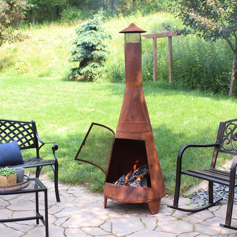 Sunnydaze 70" Outdoor Chiminea Fire Pit - Rustic Finish