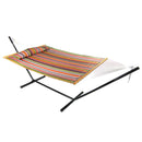Sunnydaze 2-Person Freestanding Quilted Fabric Hammock with Stand - 12 or 15 Foot Stand Option - Canyon Sunset