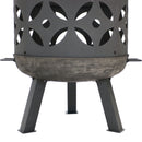 Sunnydaze 26" Retro Fireplace Cast Iron Fire Pit with Spark Screen