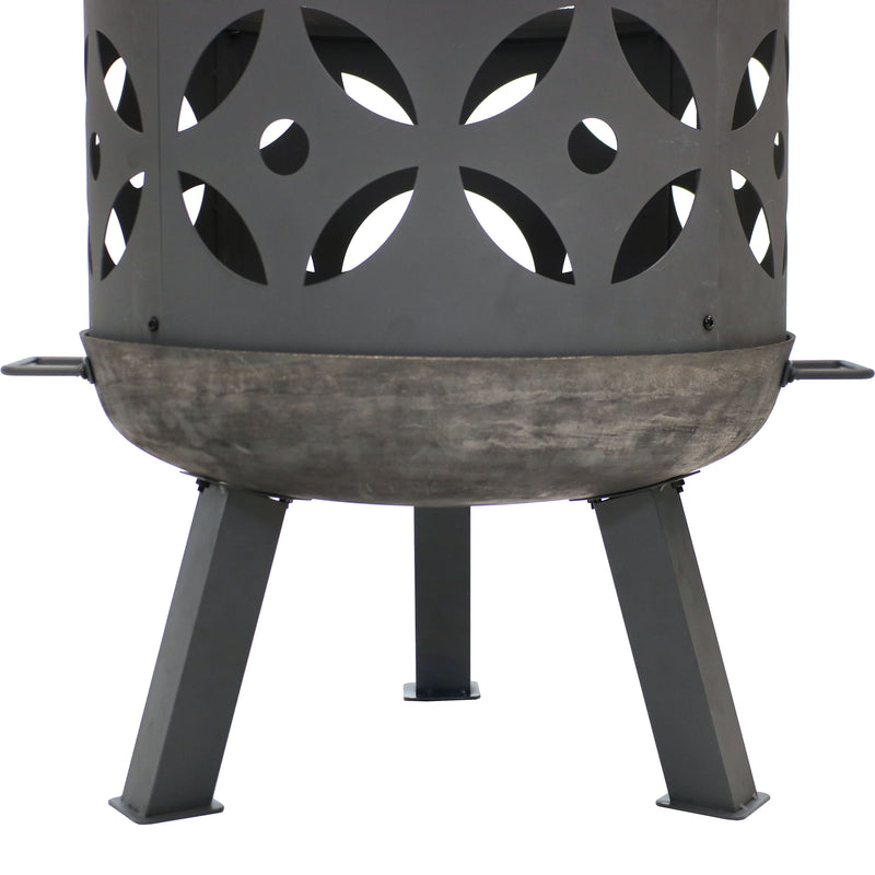 Sunnydaze 26" Retro Fireplace Cast Iron Fire Pit with Spark Screen