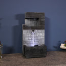 Sunnydaze Brick Wall Modern Tabletop Fountain with LED Light - 13"