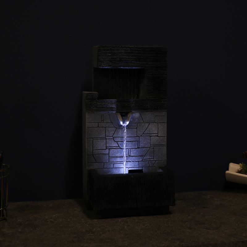 Sunnydaze Brick Wall Modern Tabletop Fountain with LED Light - 13"