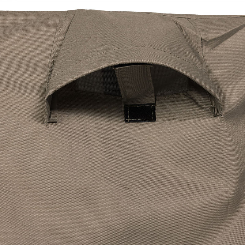 The drawstring feature on the outdoor firewood rack cover provides a secure fit.
