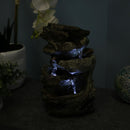 Sunnydaze Tiered Rock & Log Indoor Waterfall Fountain with LED Lights - 10"