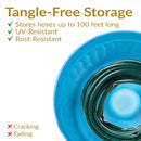 Sunnydaze Embossed Metal Garden Hose Holder Pot with Lid - Blue Patina