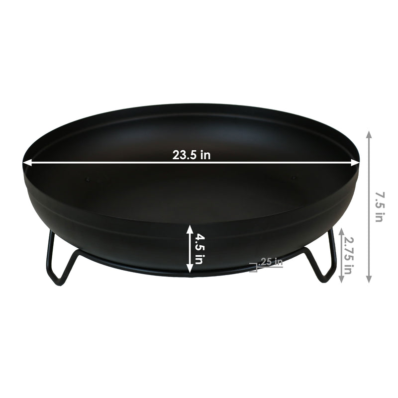 Sunnydaze Black Steel Outdoor Wood-Burning Fire Pit Bowl with Stand - 23"