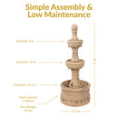 Sunnydaze Cyprus 3-Tier Polyresin Outdoor Water Fountain - 39" H