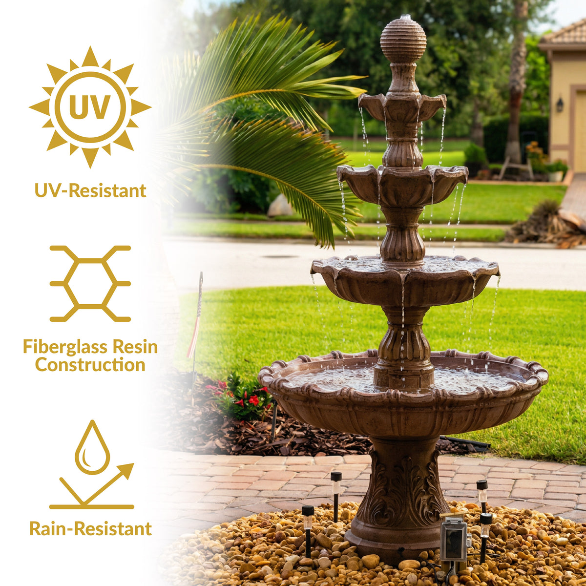 Sunnydaze Large Tiered Ball Outdoor Fountain - 80