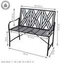 Sunnydaze Geometric Lattice Iron Outdoor Patio Bench - Black