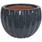 Sunnydaze 13.5" Fluted Ceramic Plant Pot - Black Mist