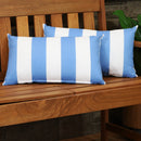 set of 2 blue and white stripped lumbar pillows