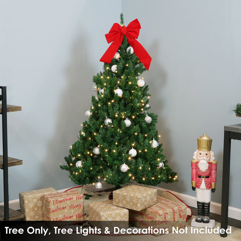 unlit artificial christmas tree with hinged branches