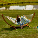 Sunnydaze 2-Person Double Rope Hammock with Wooden Stand