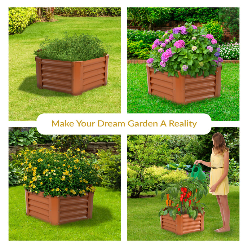 Sunnydaze 41" Steel Hexagon Raised Garden Bed