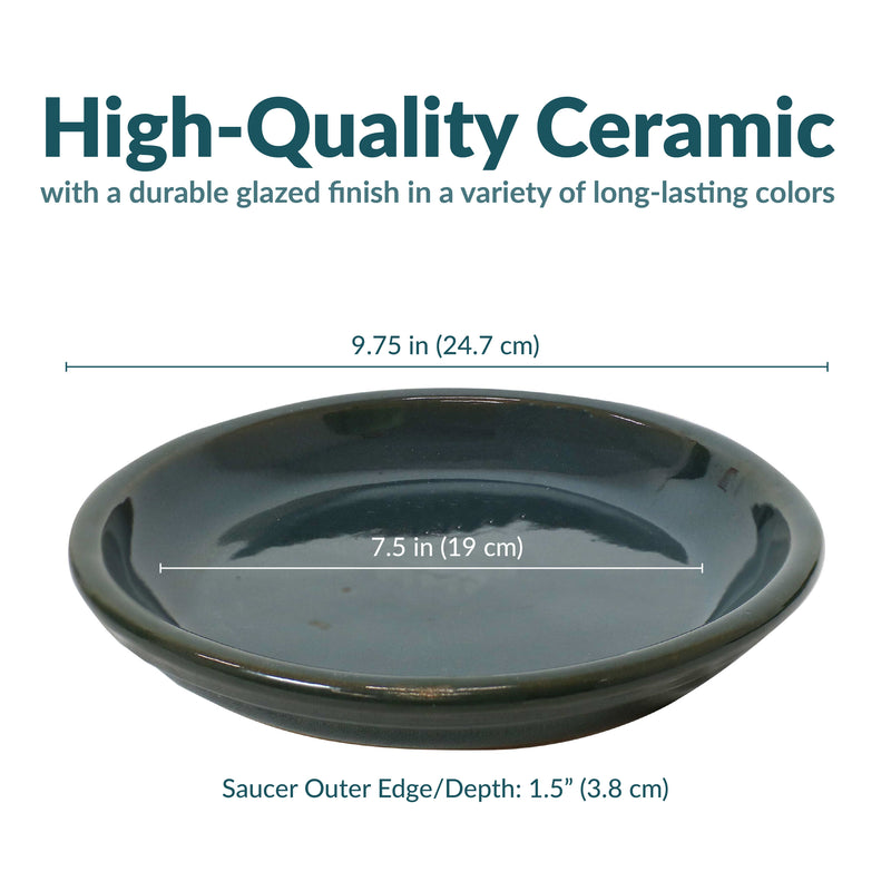 Sunnydaze Set of 4 Glazed Ceramic Planter Saucers