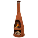 Sunnydaze 70" H Steel Outdoor Chiminea Fire Pit with Built-In Log Holder