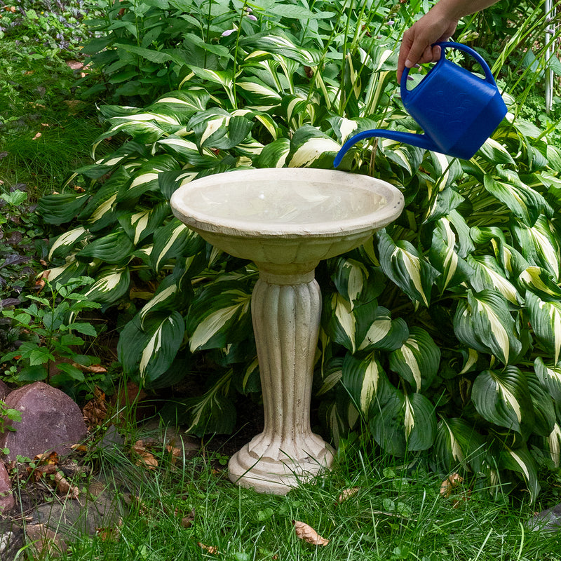 Sunnydaze Grecian Garden Reinforced Concrete Bird Bath - 20.25" H