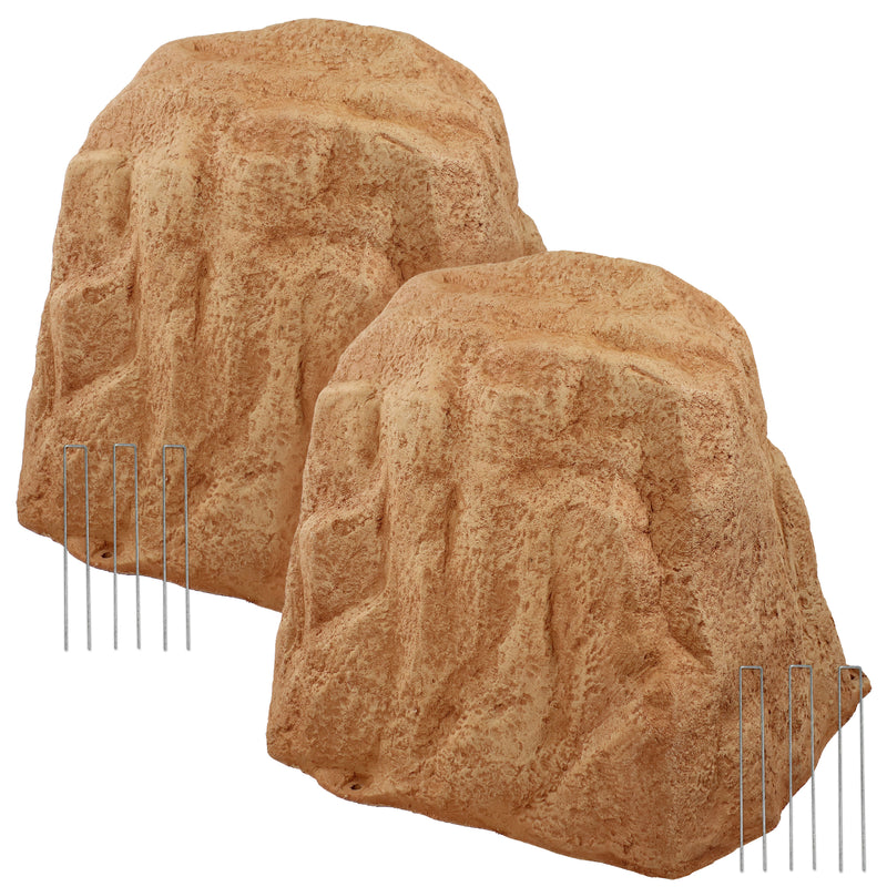 Sunnydaze Polyresin Landscape Rock Cover with Stakes