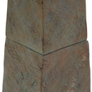 Close-up view of the textured polyresin pedestal base of an outdoor fountain, showing the detailed weathered finish.