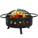 Sunnydaze Cosmic 42" Large Outdoor Fire Pit - Black - 31" Bowl Diameter with a fire burning