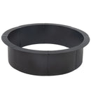 Black metal circular fire pit ring with a wide top rim, shown on a white background.