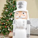 Sunnydaze Sterling the Silver Christmas Nutcracker Statue - 37" H