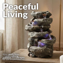 Sunnydaze 6-Tier Stone Falls Indoor Tabletop Fountain with LED Light - 15"