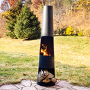 Sunnydaze 59" H Steel Fire Pit Chiminea with Built-In Log Holder