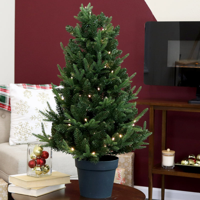 Sunnydaze Holiday Glow Pre-Lit Artificial Christmas Tree - 3'