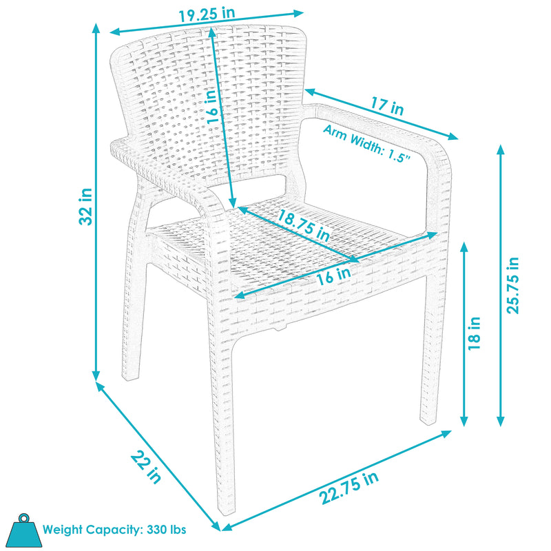 Segonia all-weather chair dimension image.