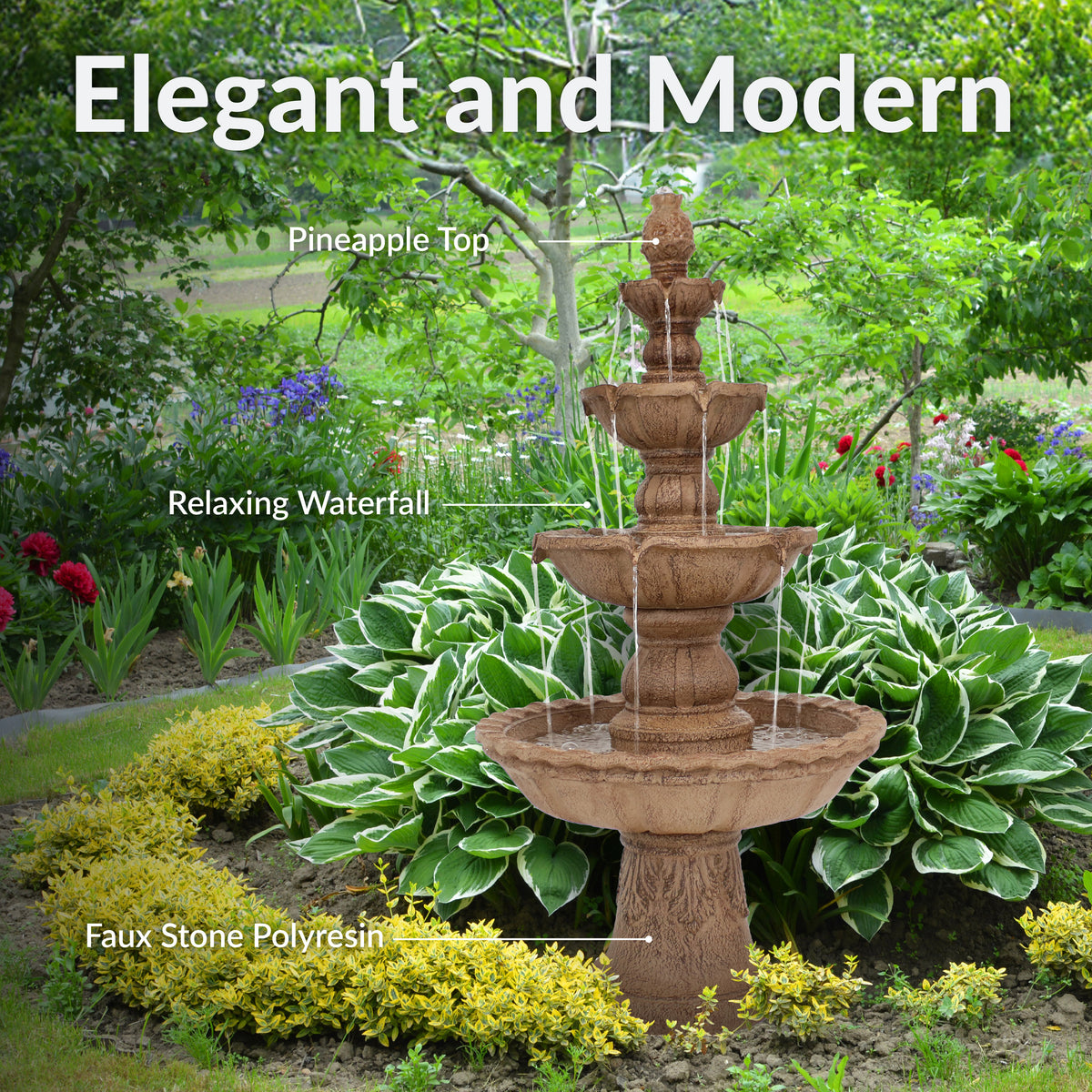 Sunnydaze 4-Tier Pineapple Outdoor Water Fountain - 52