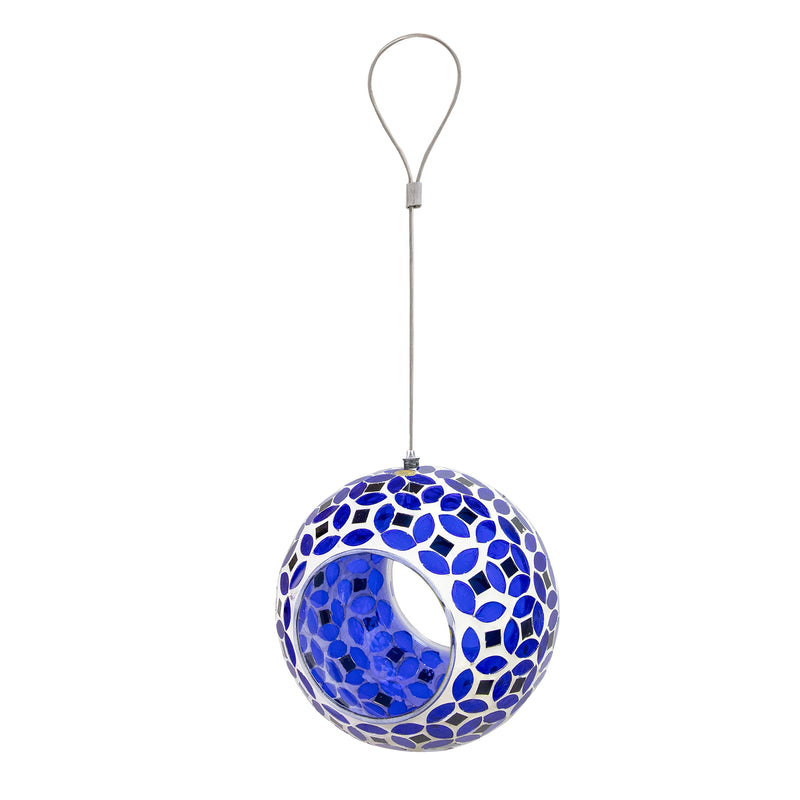 Sunnydaze Round Mosaic Glass Hanging Bird Feeder - 6"