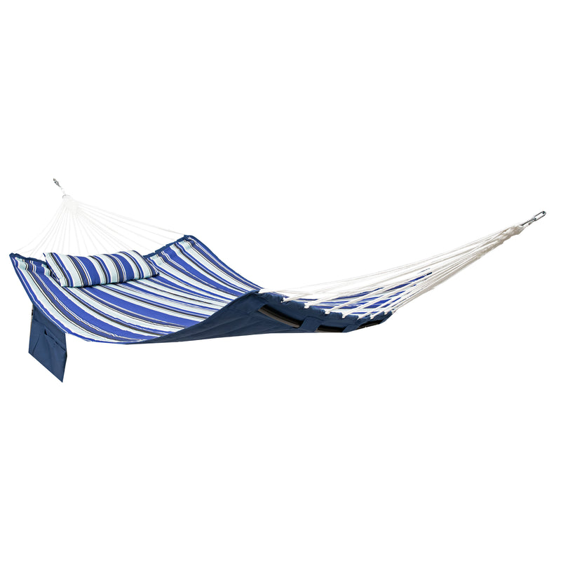 Sunnydaze Double Hammock with Pillow and Curved Metal Spreader Bars