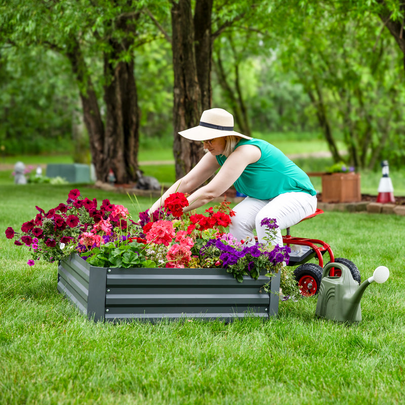 Sunnydaze Galvanized Steel Raised Garden Bed