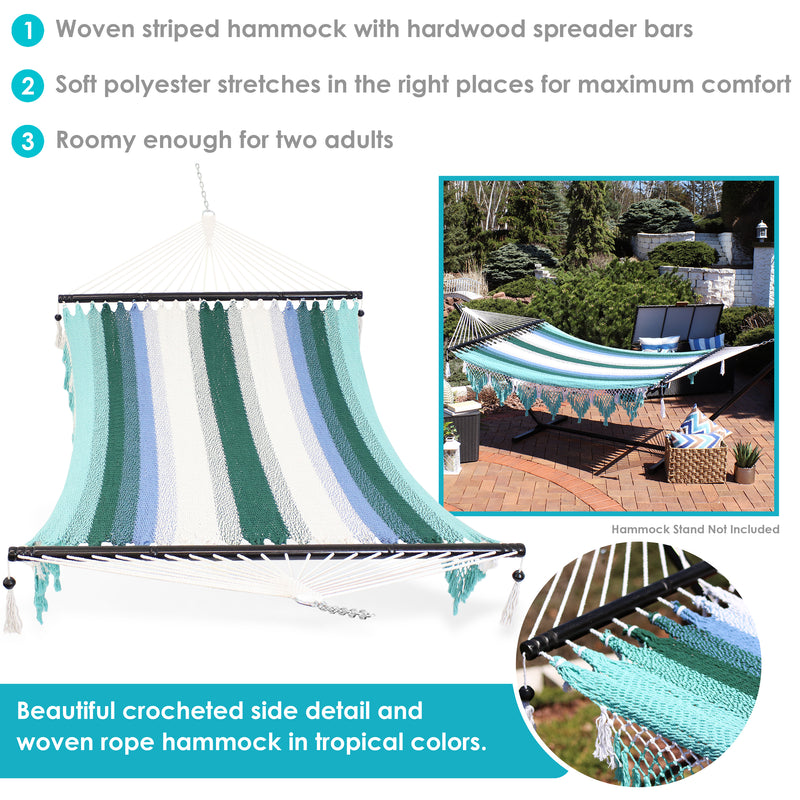 Sunnydaze Woven Double Hammock with Spreader Bars