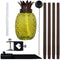 Sunnydaze Tropical Pineapple 3-in-1 Glass Outdoor Torches - Set of 2