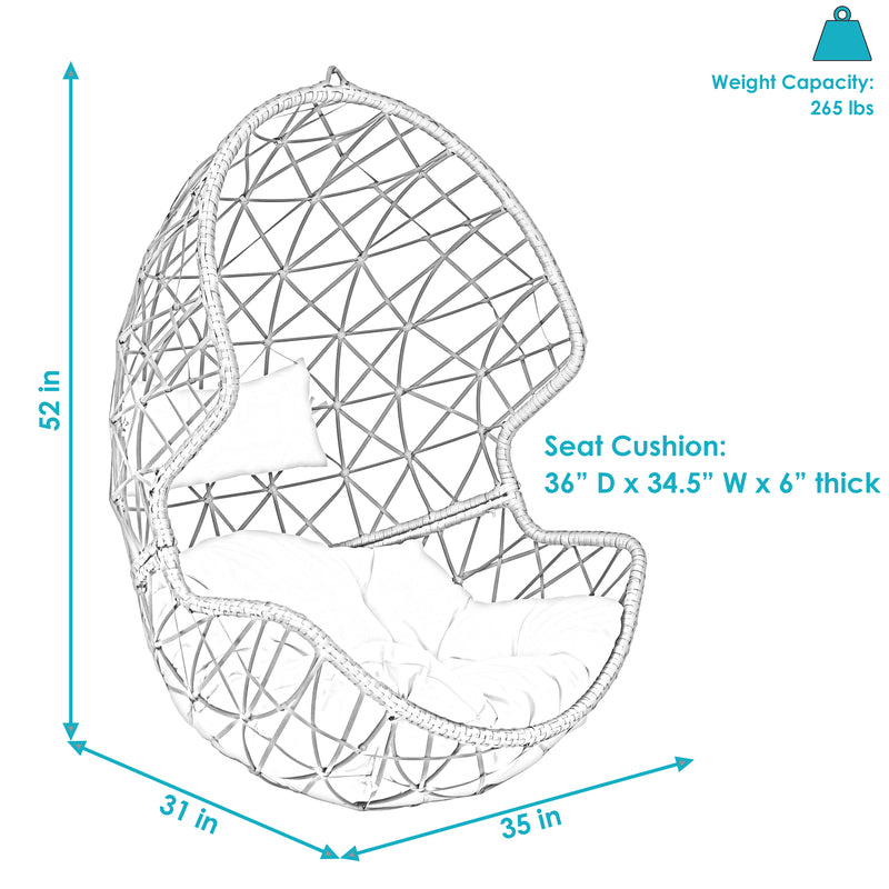 Sunnydaze Danielle Outdoor Hanging Egg Chair with Cushion