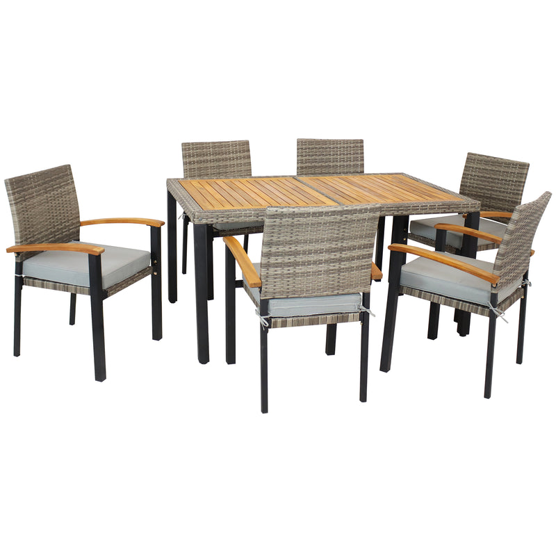 Sunnydaze Carlow 7-Piece Outdoor Dining Patio Furniture Set with Cushions