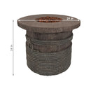 Sunnydaze 29" Rope and Barrel Propane Gas Fire Pit Table with Lava Rocks