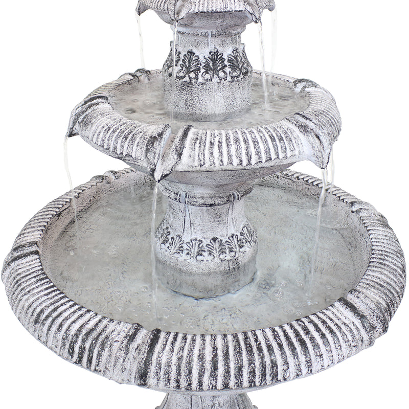 Sunnydaze 45" 3-Tier Outdoor Water Fountain - Mediterranean Reinforced Concrete