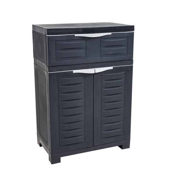 Sunnydaze Plastic Garage Storage Cabinet with Adjustable Shelf - 34.5"