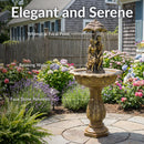Sunnydaze Lovers Umbrella Solar-Powered Fountain with Battery Backup and Lights - 43"