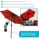 Sunnydaze 7.5' Aluminum Patio Umbrella with Tilt and Crank